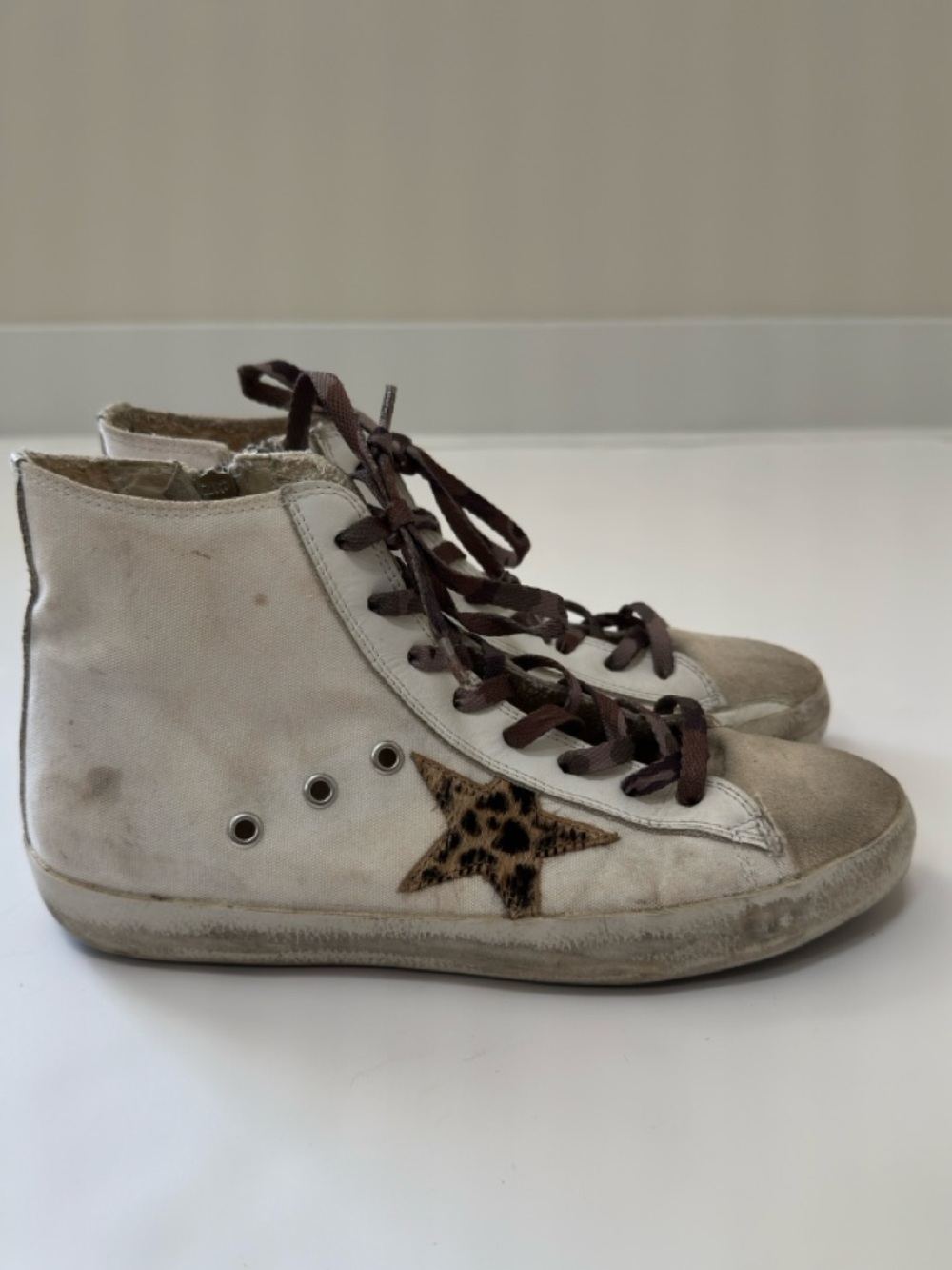 Golden Goose Women’s Francy Sneakers with Leopard Print Hair Star | Size 8 - Picture 6 of 14